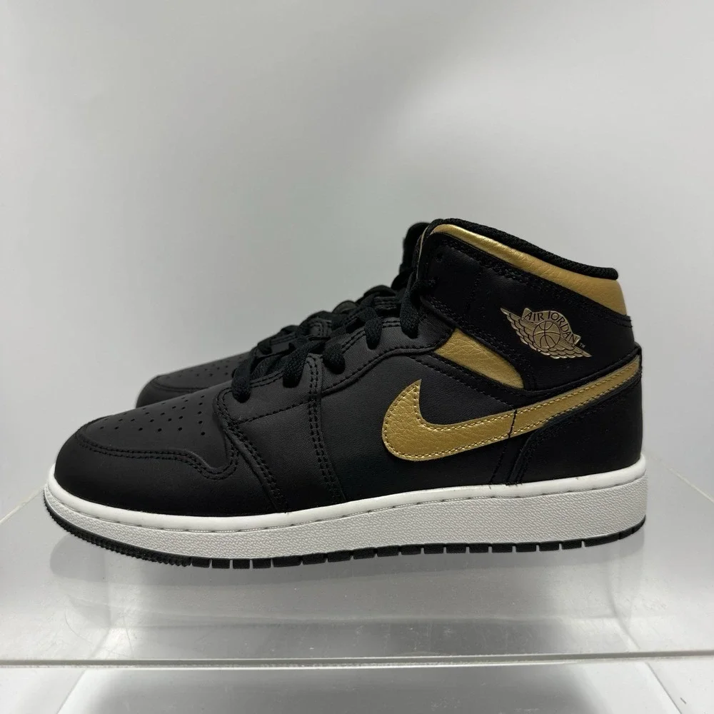 Brand New Air Jordan 1 One Mid Black Gold Sneakers Shoe DQ8426-071 Men's Size 11